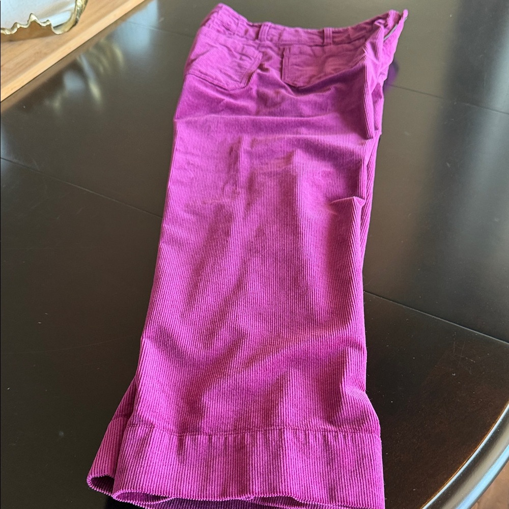 Anthropologie High-Rise Wide-Leg Velvet Pants - Deep Magenta - Picture 12 of 13